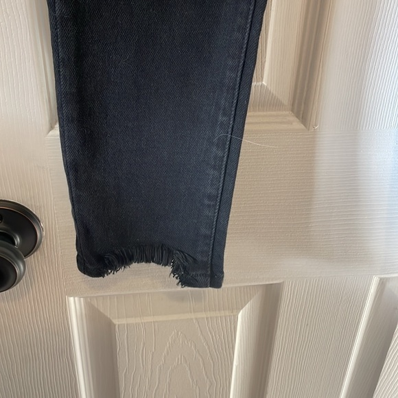 Just black denim distressed hem high rise black jeans punk goth rocker biker - Picture 2 of 9